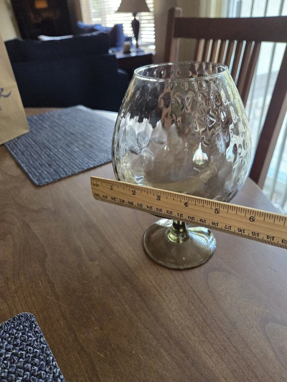 Mid Century Empoli Italian Smoked Optic Glass Oversized  Snifter.